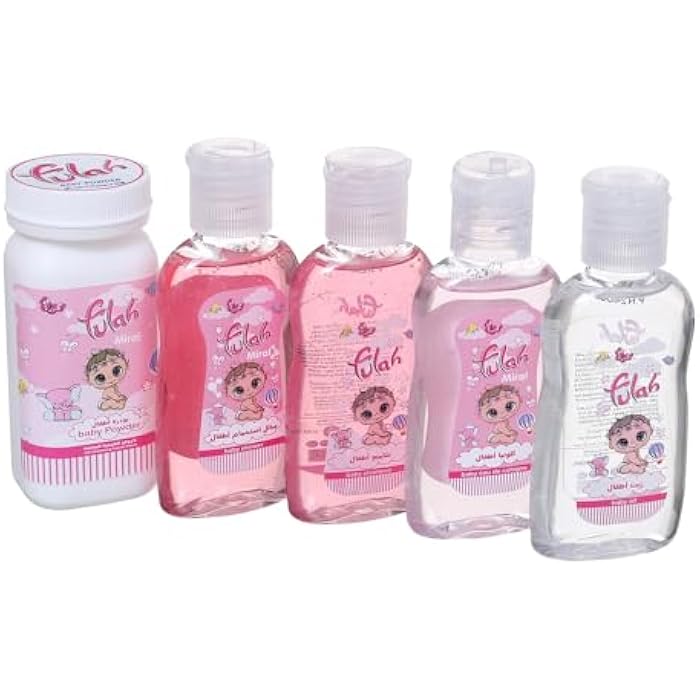 Baby Skin & Hair Care Set (Shampoo + Conditioner + Powder + Oil + Lotion), Pink DR-A-623 - Image 3